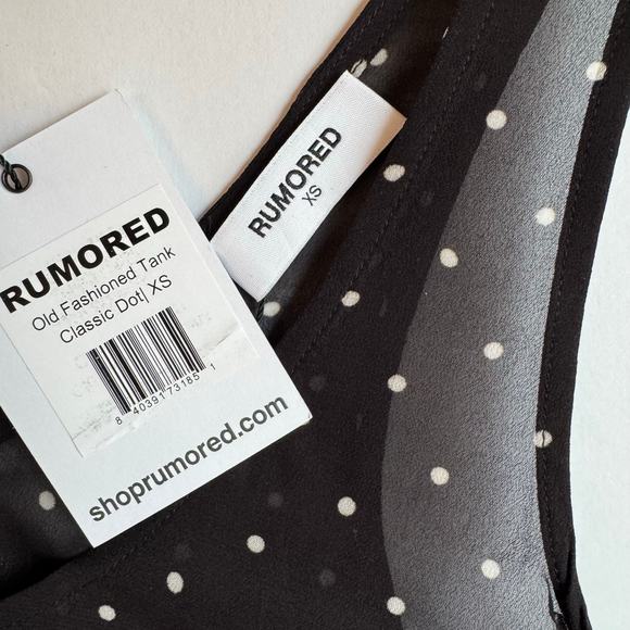 Rumored Old Fashioned Top Polka Dot Sheer Classic Tank Extra Small Black White - Picture 3 of 10